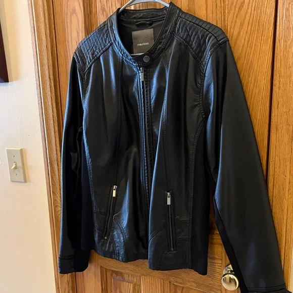 Maurices Jet Black Faux Leather Bomber Jacket - Picture 7 of 10